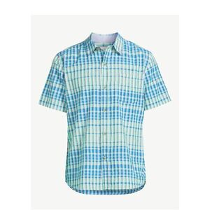 Men's Madras Button Down Shirt with Short Sleeves Size S